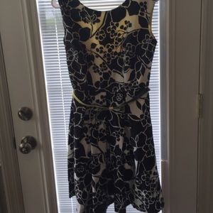Black and White Dress with Yellow lining